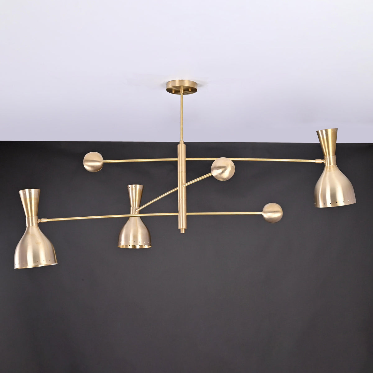 Handcrafted Diabolo Style Brass Chandelier – Modern Two-Way Light Fixture | Customizable |  - 32237
