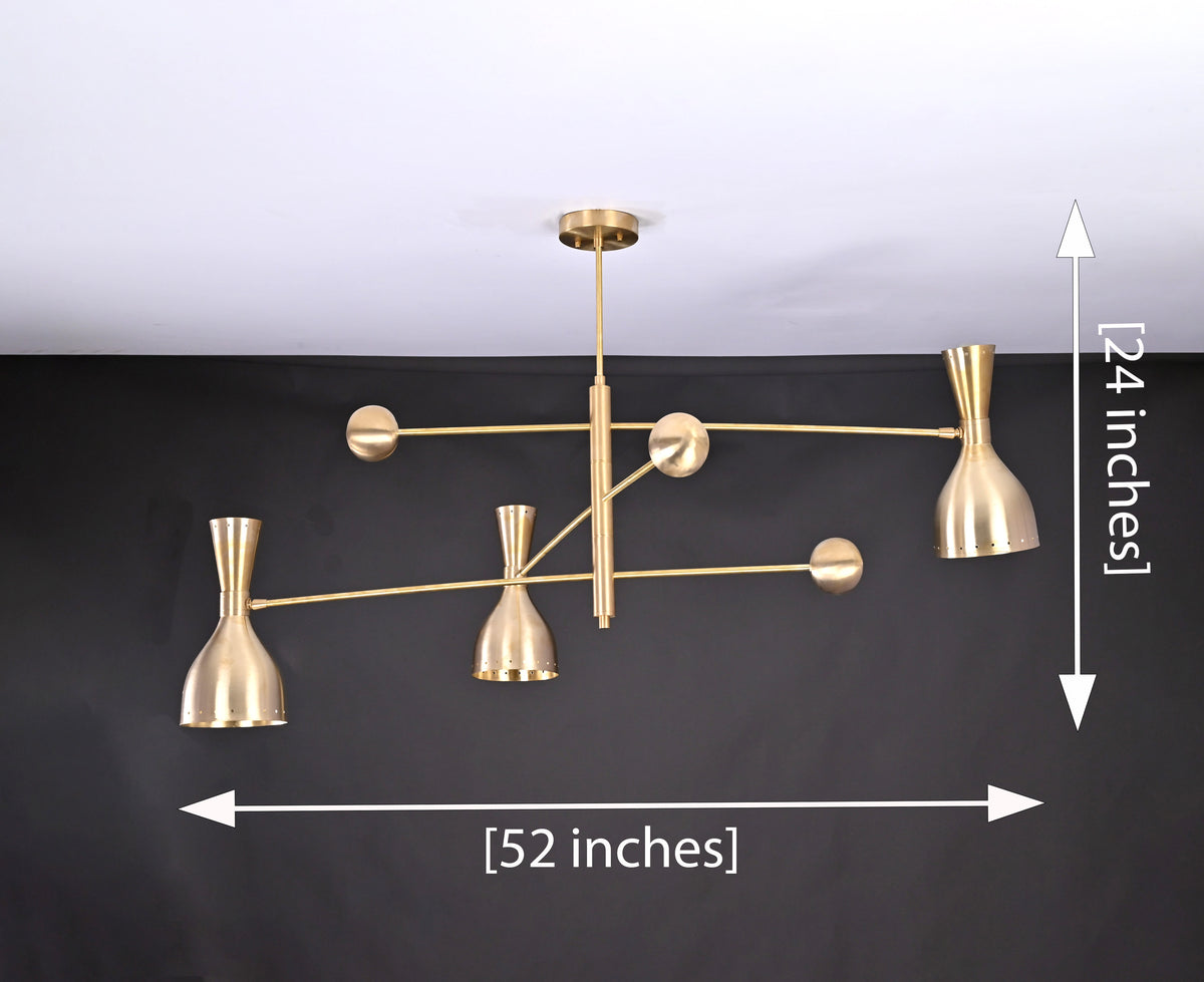 Handcrafted Diabolo Style Brass Chandelier – Modern Two-Way Light Fixture | Customizable |  - 32237