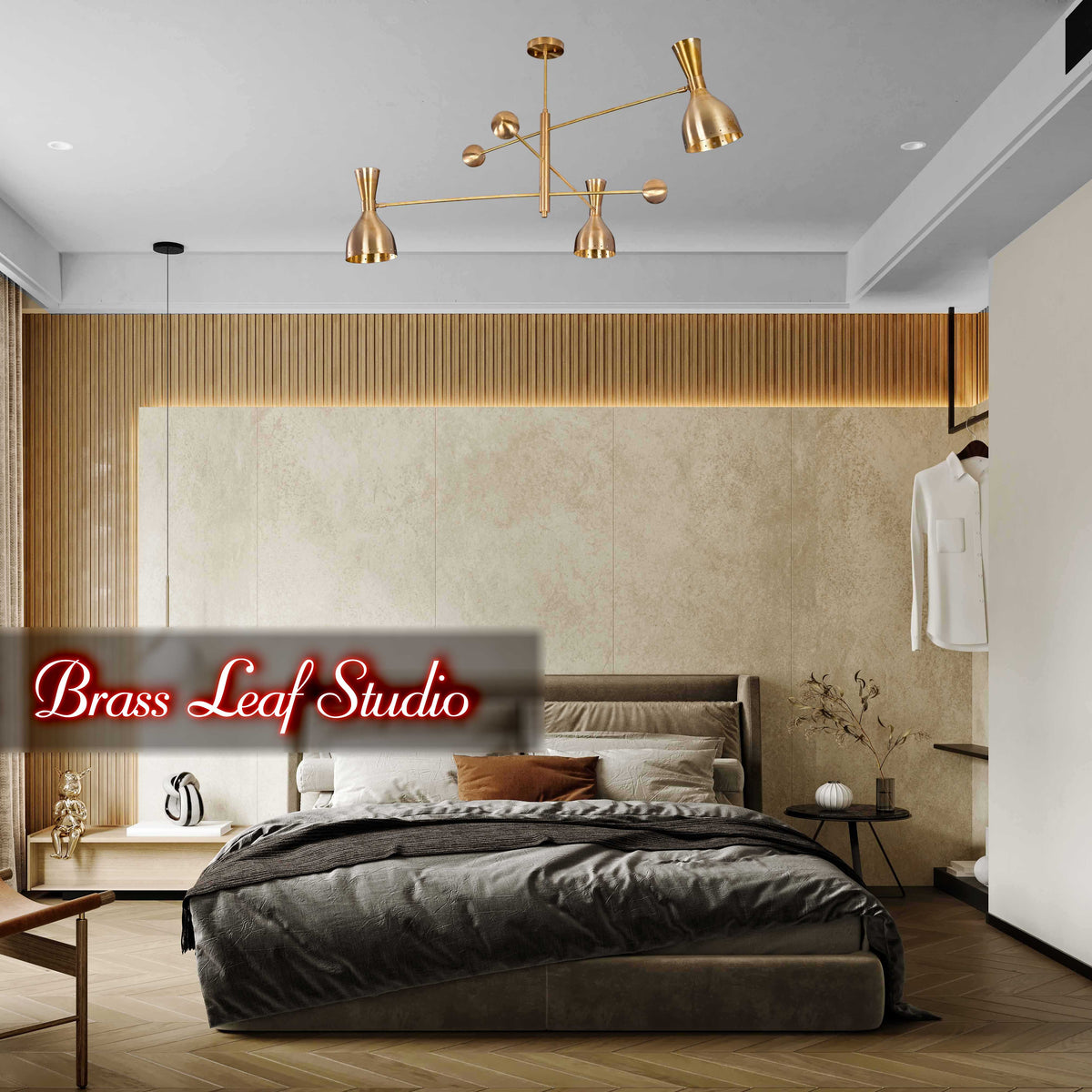 Handcrafted Diabolo Style Brass Chandelier – Modern Two-Way Light Fixture | Customizable |  - 32237