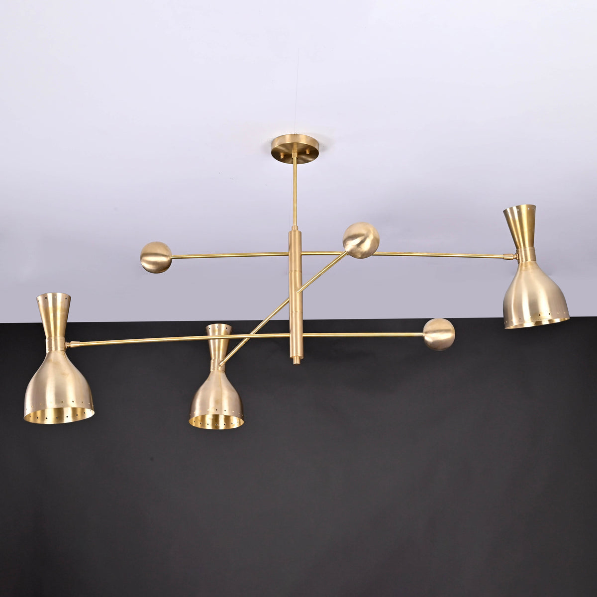 Handcrafted Diabolo Style Brass Chandelier – Modern Two-Way Light Fixture | Customizable |  - 32237