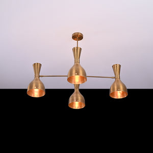 Industrial Brass Made, 4 Arms 8 Lights Brass Diabolo Ceiling Light 1950s Italian Design Handcrafted Brass Custom Lamp Designer Light Handmade Fixture 34
