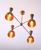 4 Arms Diabolo Style Brass Chandelier 34