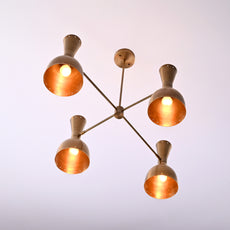Industrial Brass Made, 4 Arms 8 Lights Brass Diabolo Ceiling Light 1950s Italian Design Handcrafted Brass Custom Lamp Designer Light Handmade Fixture 34