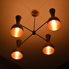 Industrial Brass Made, 4 Arms 8 Lights Brass Diabolo Ceiling Light 1950s Italian Design Handcrafted Brass Custom Lamp Designer Light Handmade Fixture 34