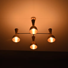 Industrial Brass Made, 4 Arms 8 Lights Brass Diabolo Ceiling Light 1950s Italian Design Handcrafted Brass Custom Lamp Designer Light Handmade Fixture 34
