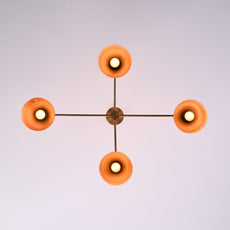 Industrial Brass Made, 4 Arms 8 Lights Brass Diabolo Ceiling Light 1950s Italian Design Handcrafted Brass Custom Lamp Designer Light Handmade Fixture 34