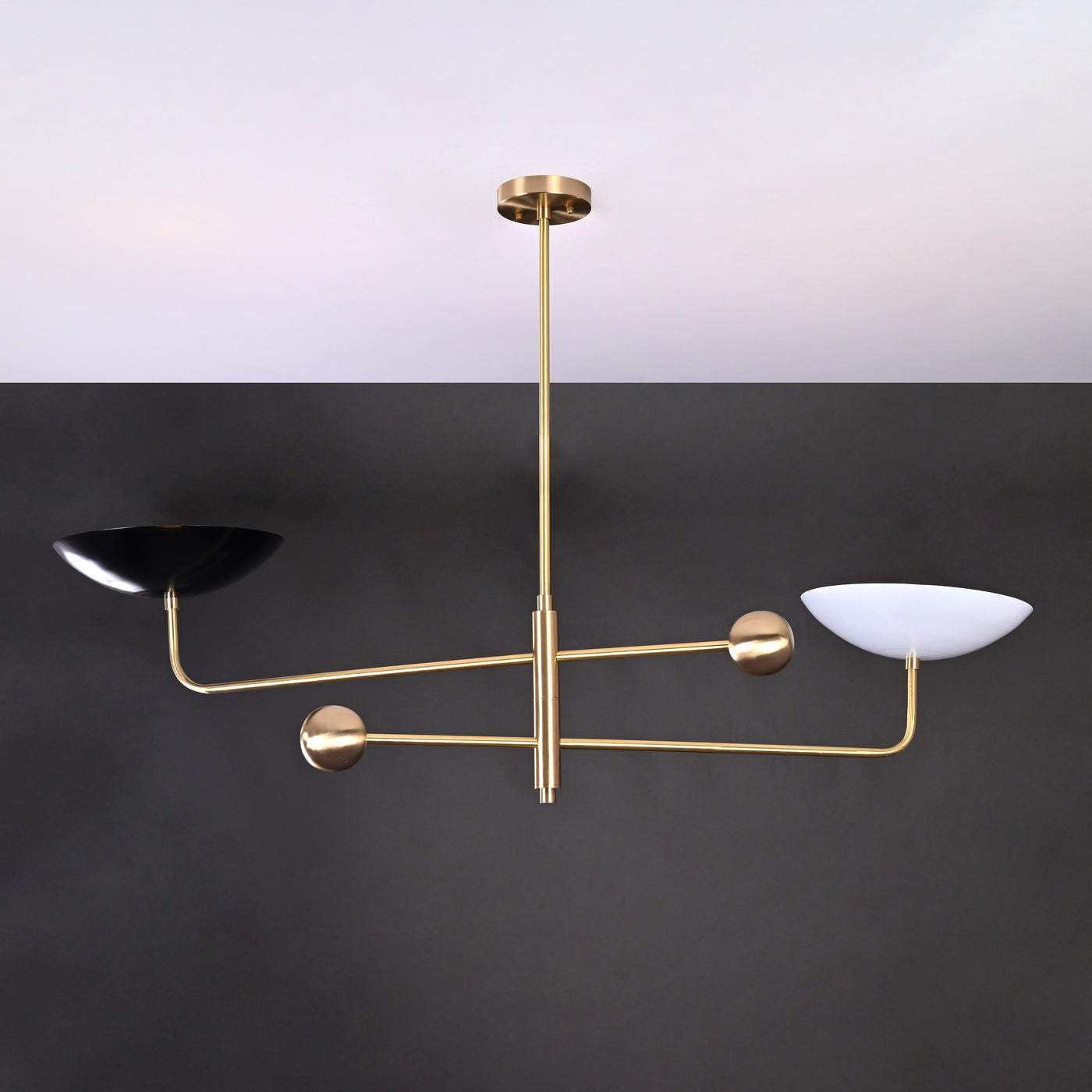 Modern Brass Chandelier | Customizable Minimalist Ceiling Light Uplighting Fixture | Handcrafted Statement Lamp - 32239