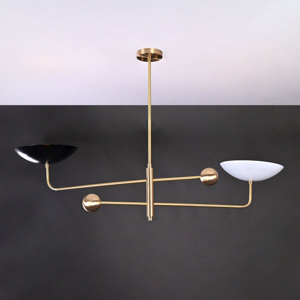 2 Arms Brass Pendant Sputnik Chandelier 53" Wide - 32239