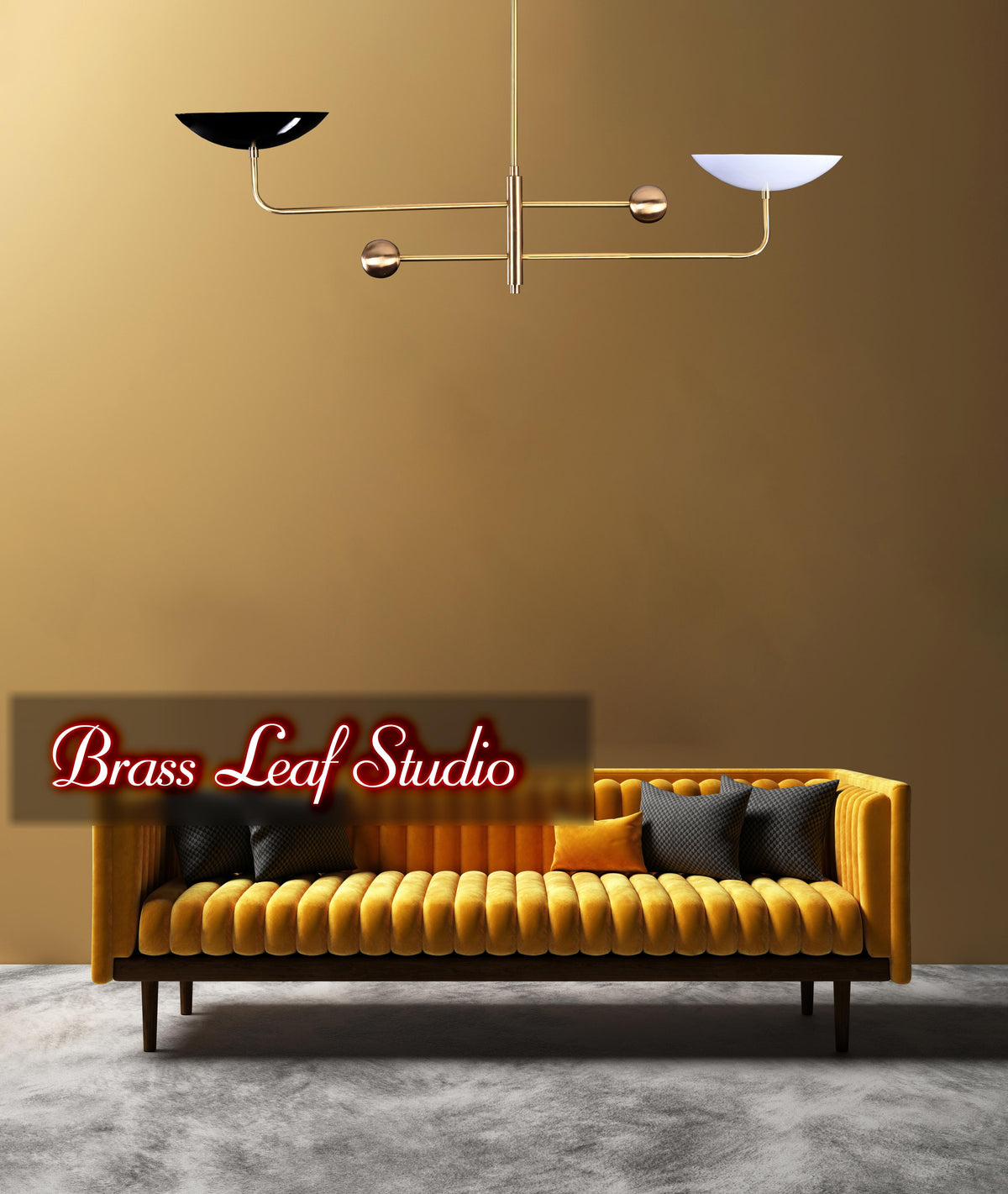 Modern Brass Chandelier | Customizable Minimalist Ceiling Light Uplighting Fixture | Handcrafted Statement Lamp - 32239