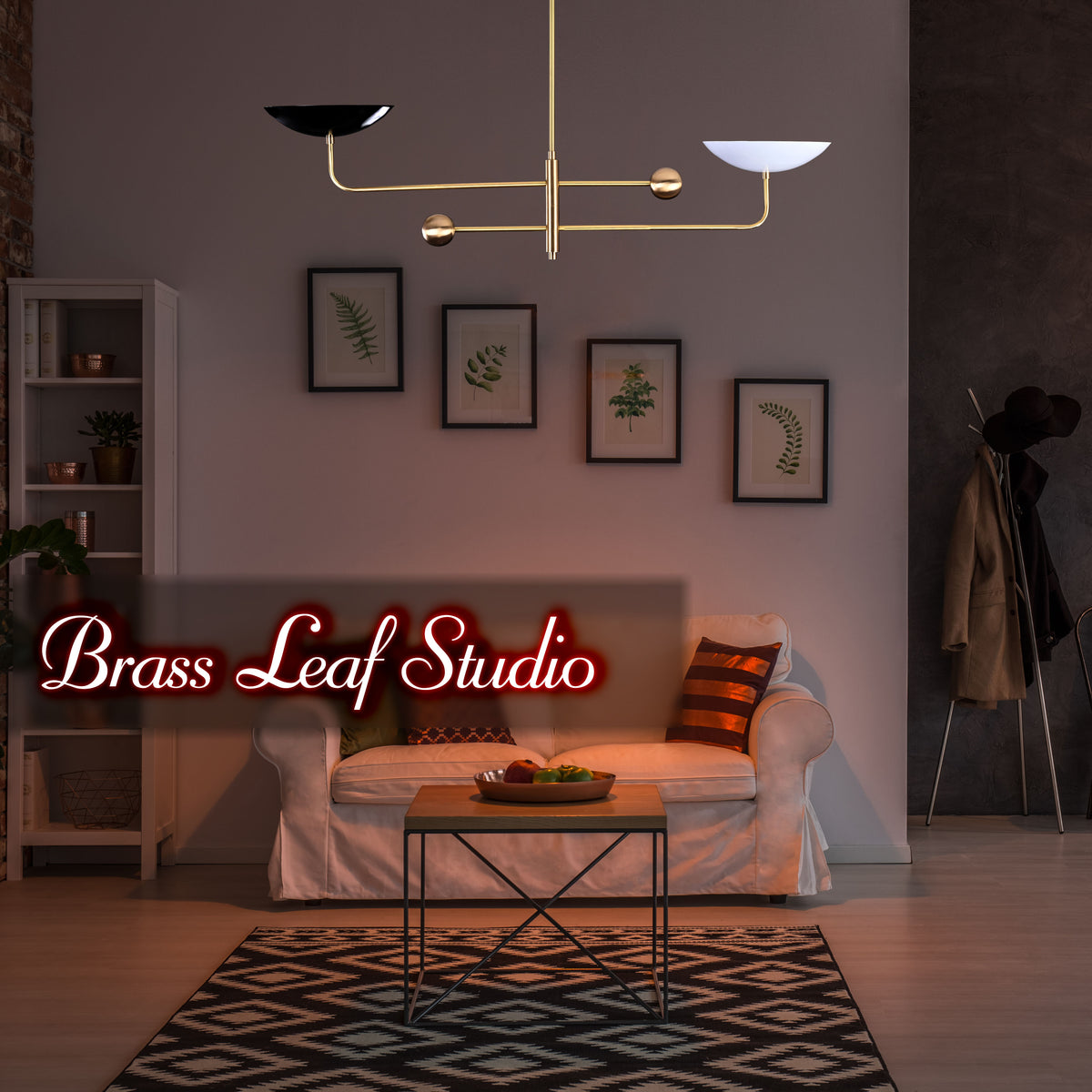 Modern Brass Chandelier | Customizable Minimalist Ceiling Light Uplighting Fixture | Handcrafted Statement Lamp - 32239