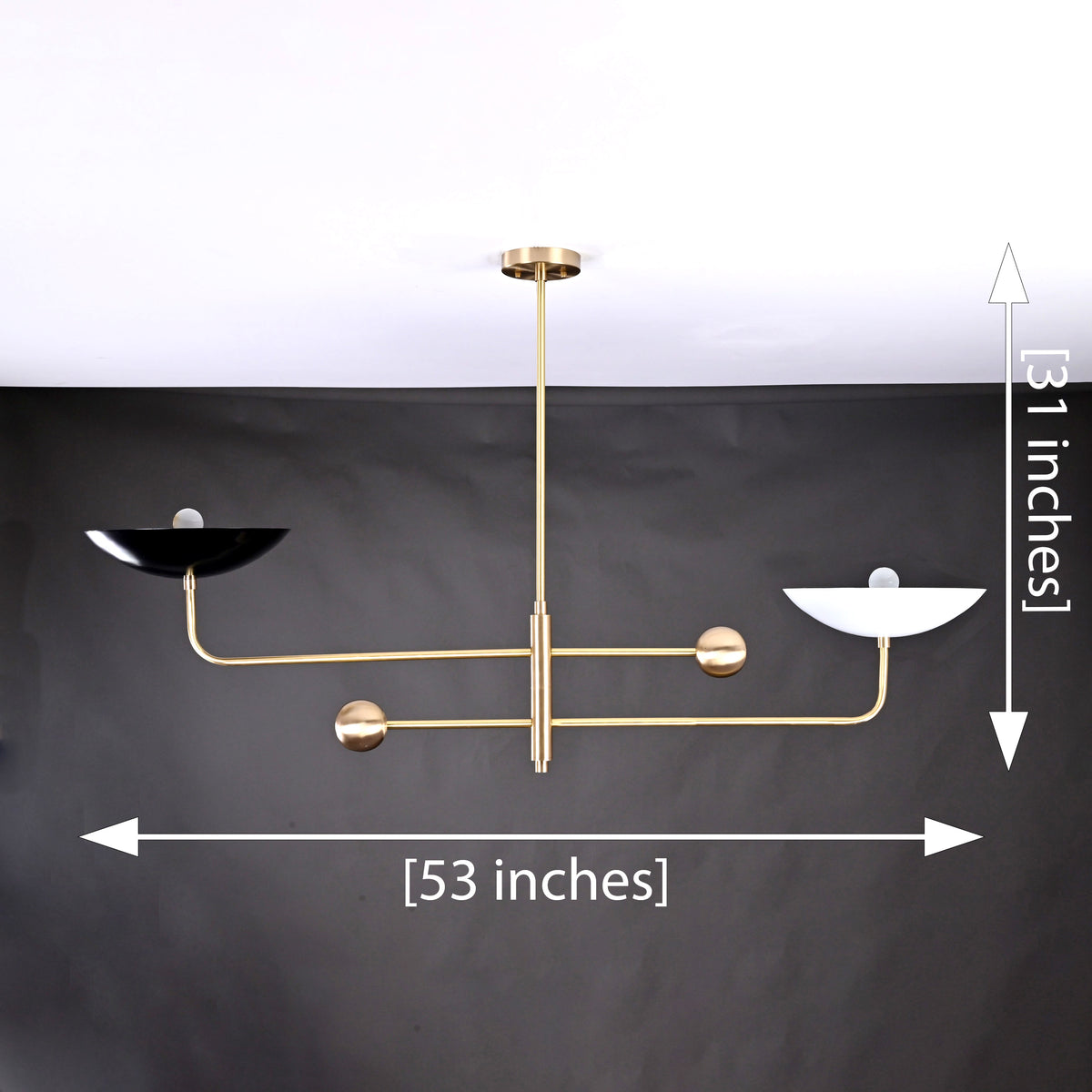 Modern Brass Chandelier | Customizable Minimalist Ceiling Light Uplighting Fixture | Handcrafted Statement Lamp - 32239