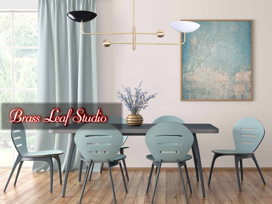 Modern Brass Chandelier | Customizable Minimalist Ceiling Light Uplighting Fixture | Handcrafted Statement Lamp - 32239