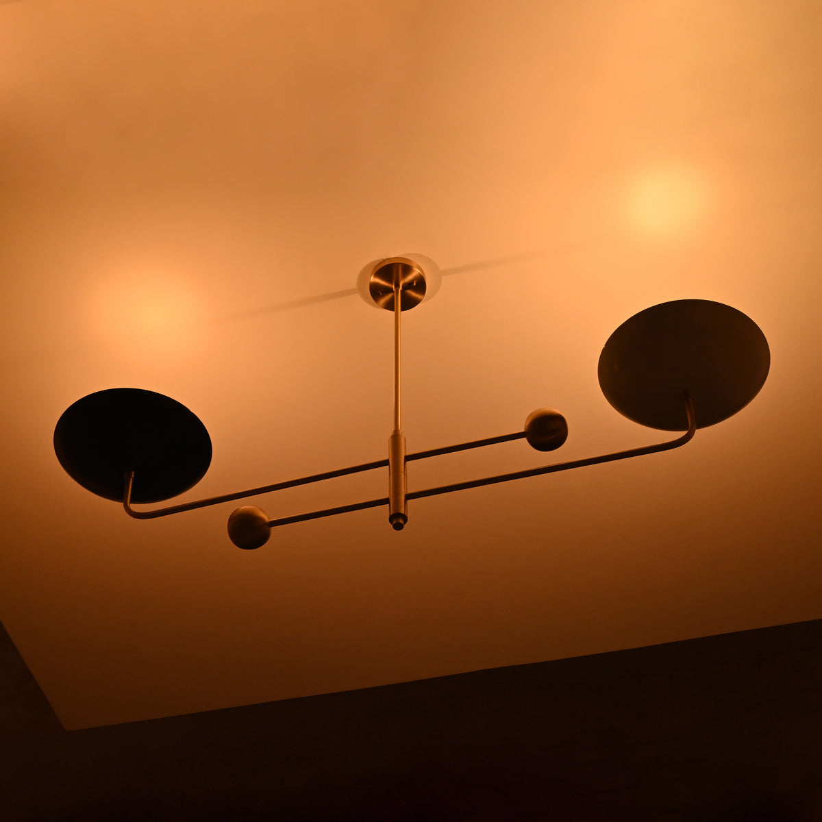 Modern Brass Chandelier | Customizable Minimalist Ceiling Light Uplighting Fixture | Handcrafted Statement Lamp - 32239