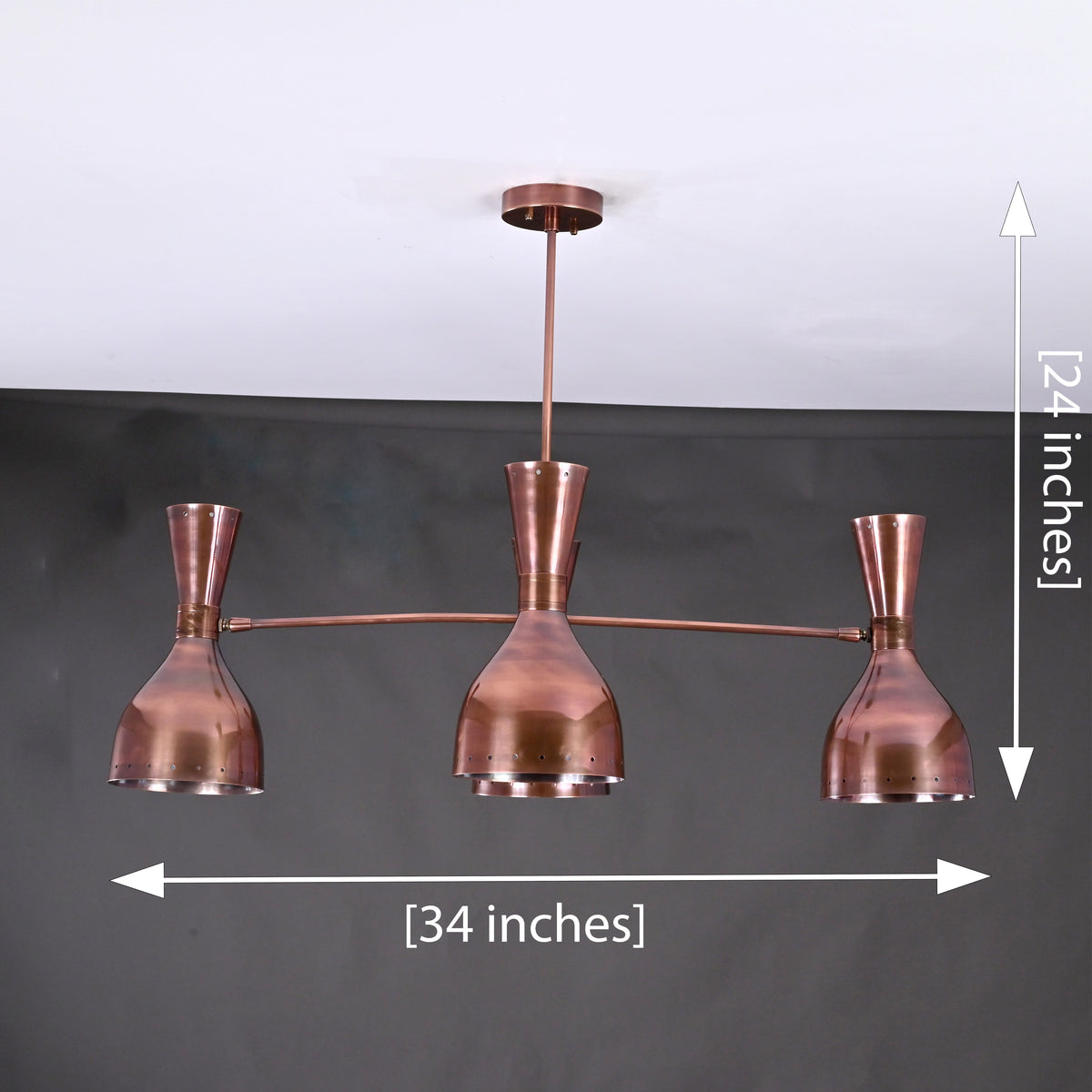 Diabolo Style Brass Mid-Century Modern Chandelier | Two-Way Ceiling Light | Customizable Pendant Lamp |  - 32240