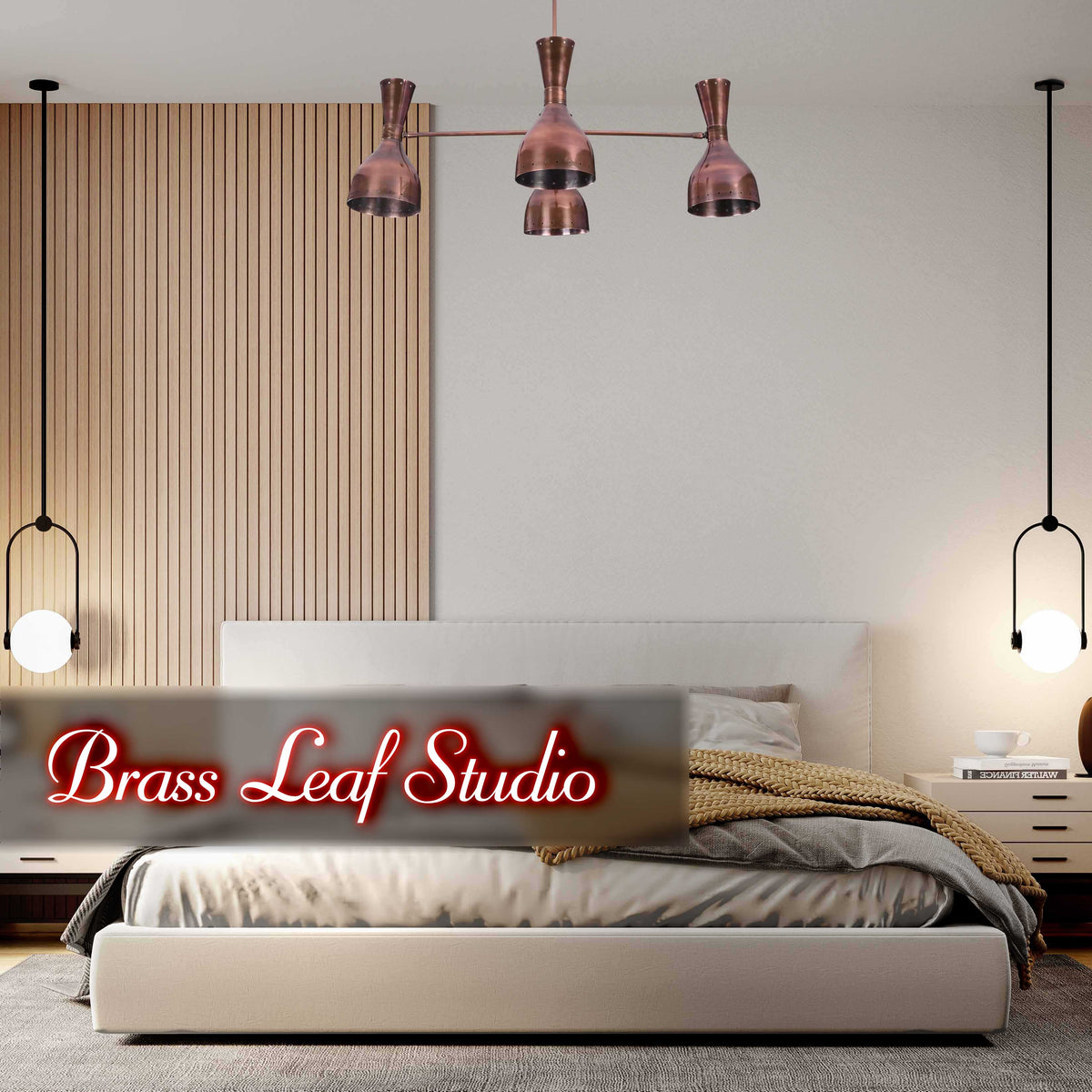 Diabolo Style Brass Mid-Century Modern Chandelier | Two-Way Ceiling Light | Customizable Pendant Lamp |  - 32240
