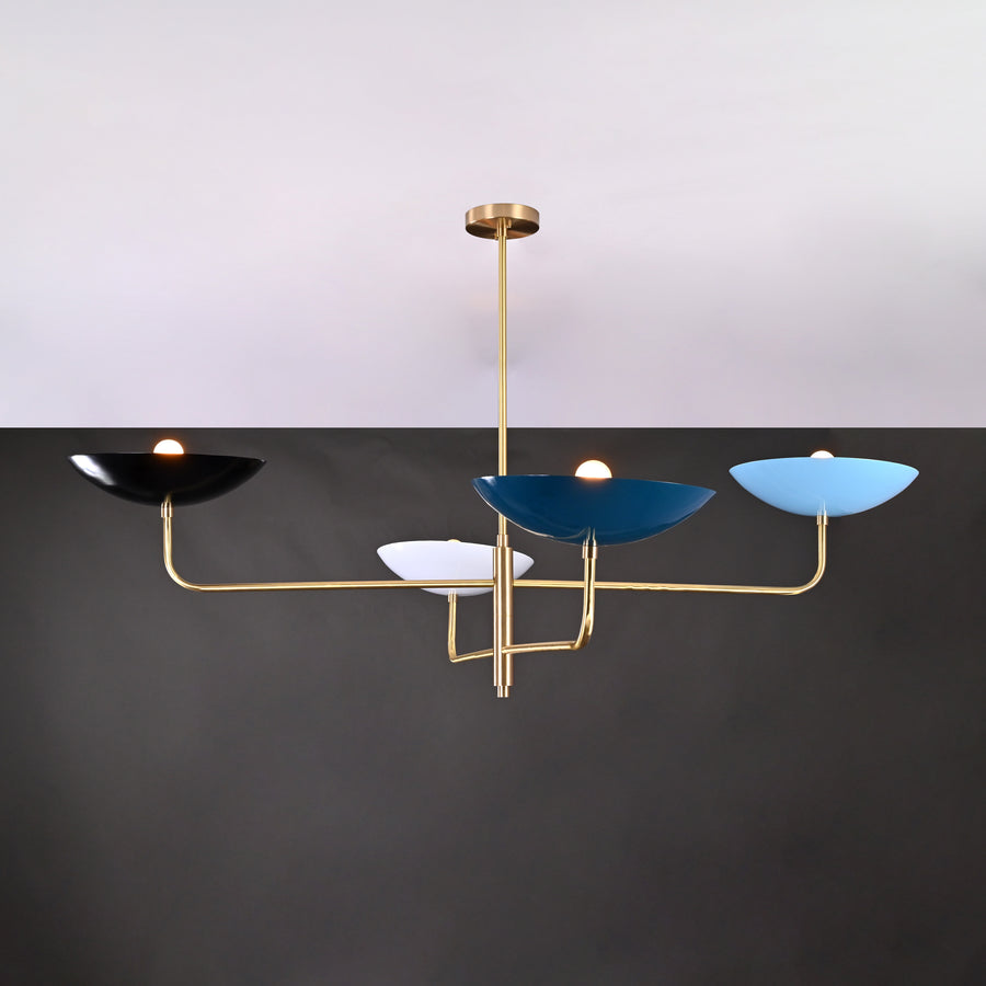 Modern Customizable Brass Chandelier – 4-Light Uplighting Ceiling Fixture - 32241