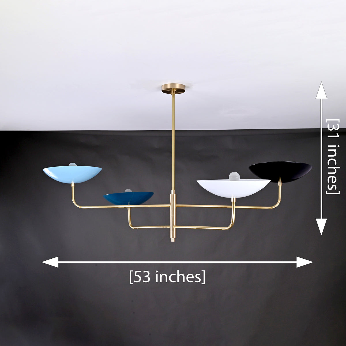 Modern Customizable Brass Chandelier – 4-Light Uplighting Ceiling Fixture - 32241