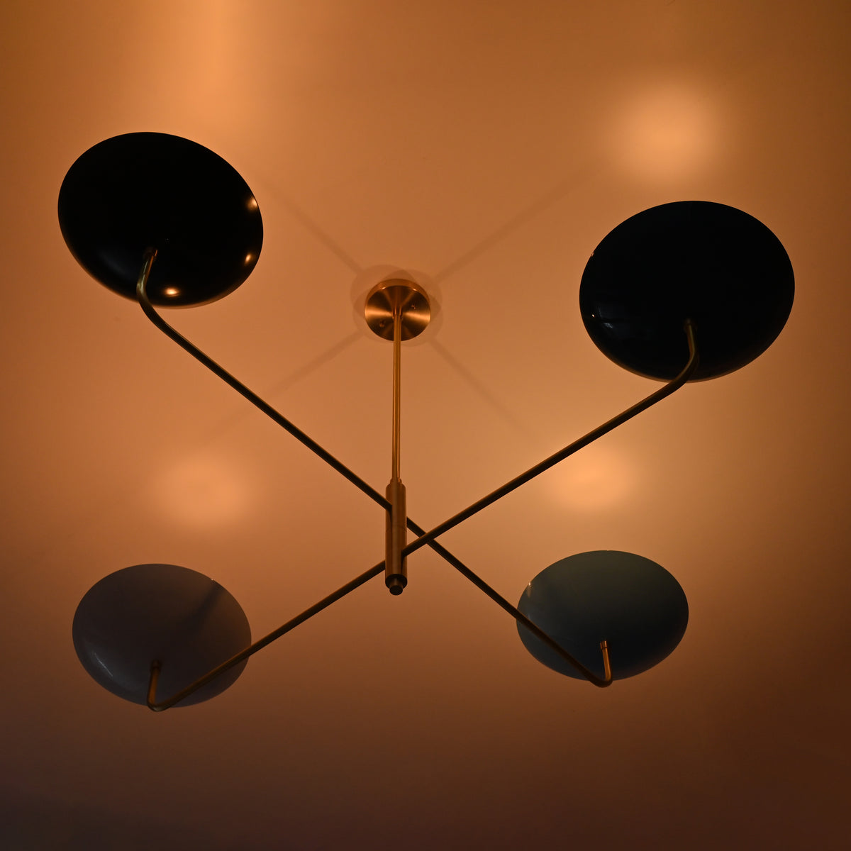 Modern Customizable Brass Chandelier – 4-Light Uplighting Ceiling Fixture - 32241