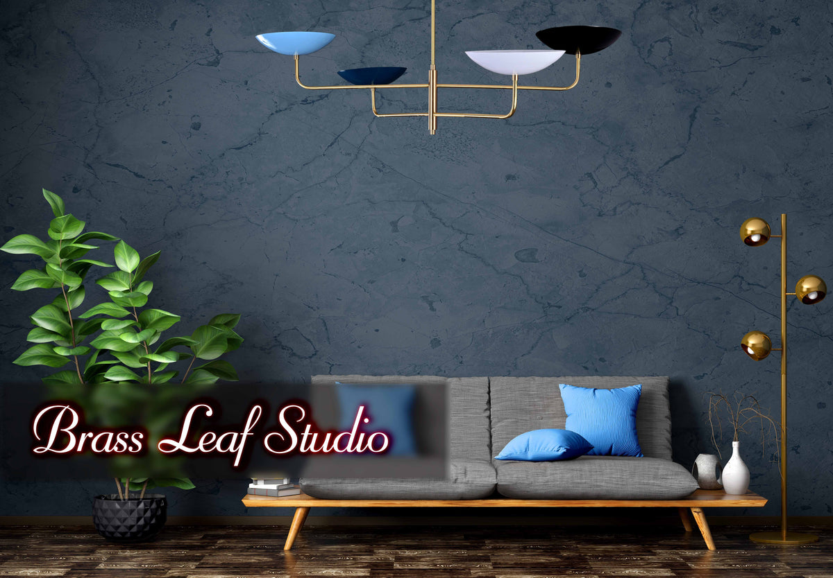 Modern Customizable Brass Chandelier – 4-Light Uplighting Ceiling Fixture - 32241