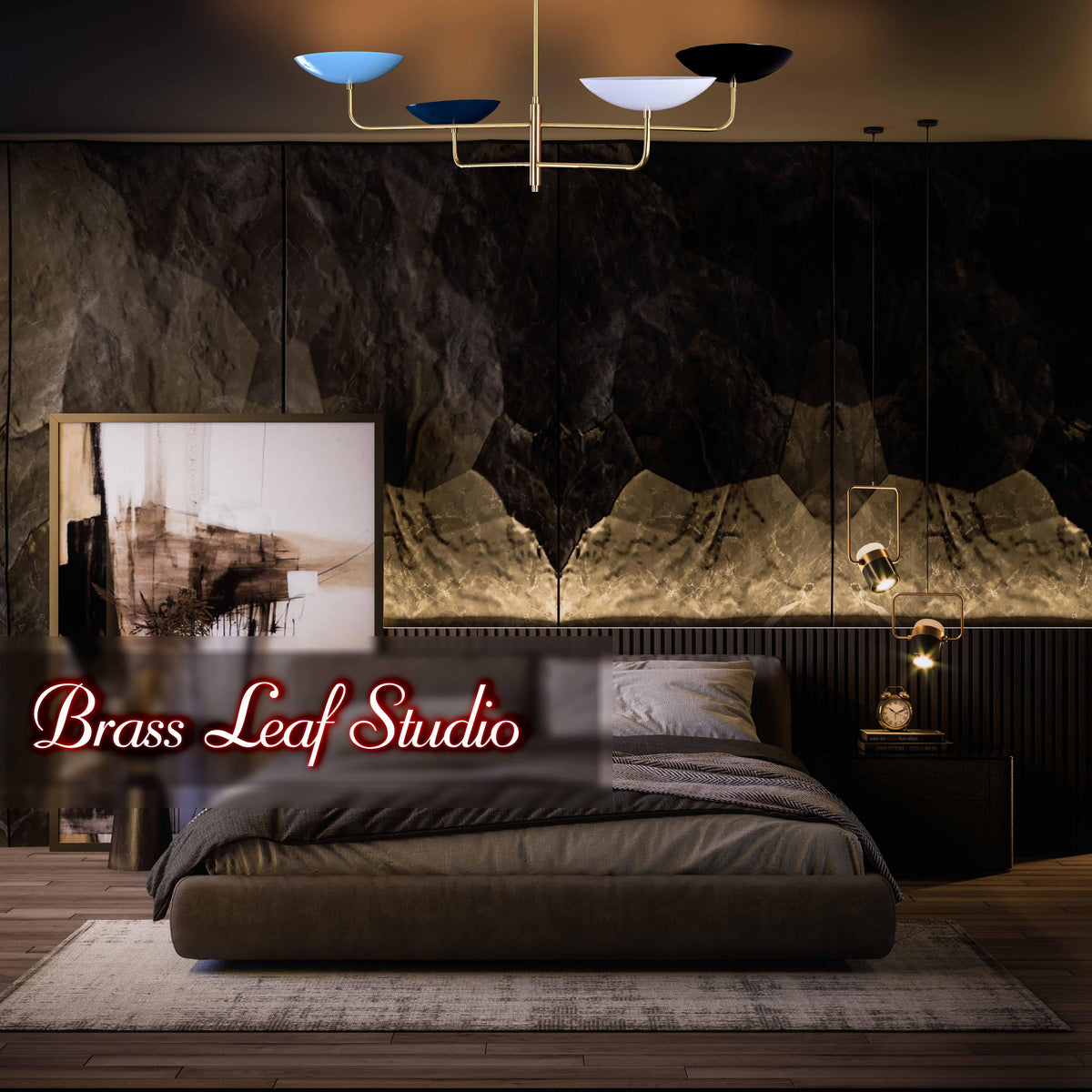 Modern Customizable Brass Chandelier – 4-Light Uplighting Ceiling Fixture - 32241