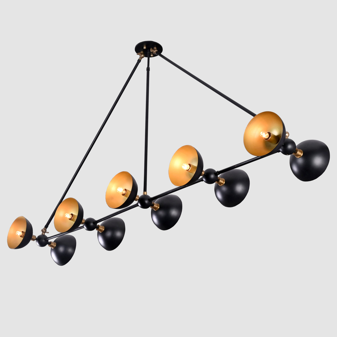 10-Light Custom Brass Chandelier – Dual Wall Illumination | Modern Industrial Statement Lighting - 32243
