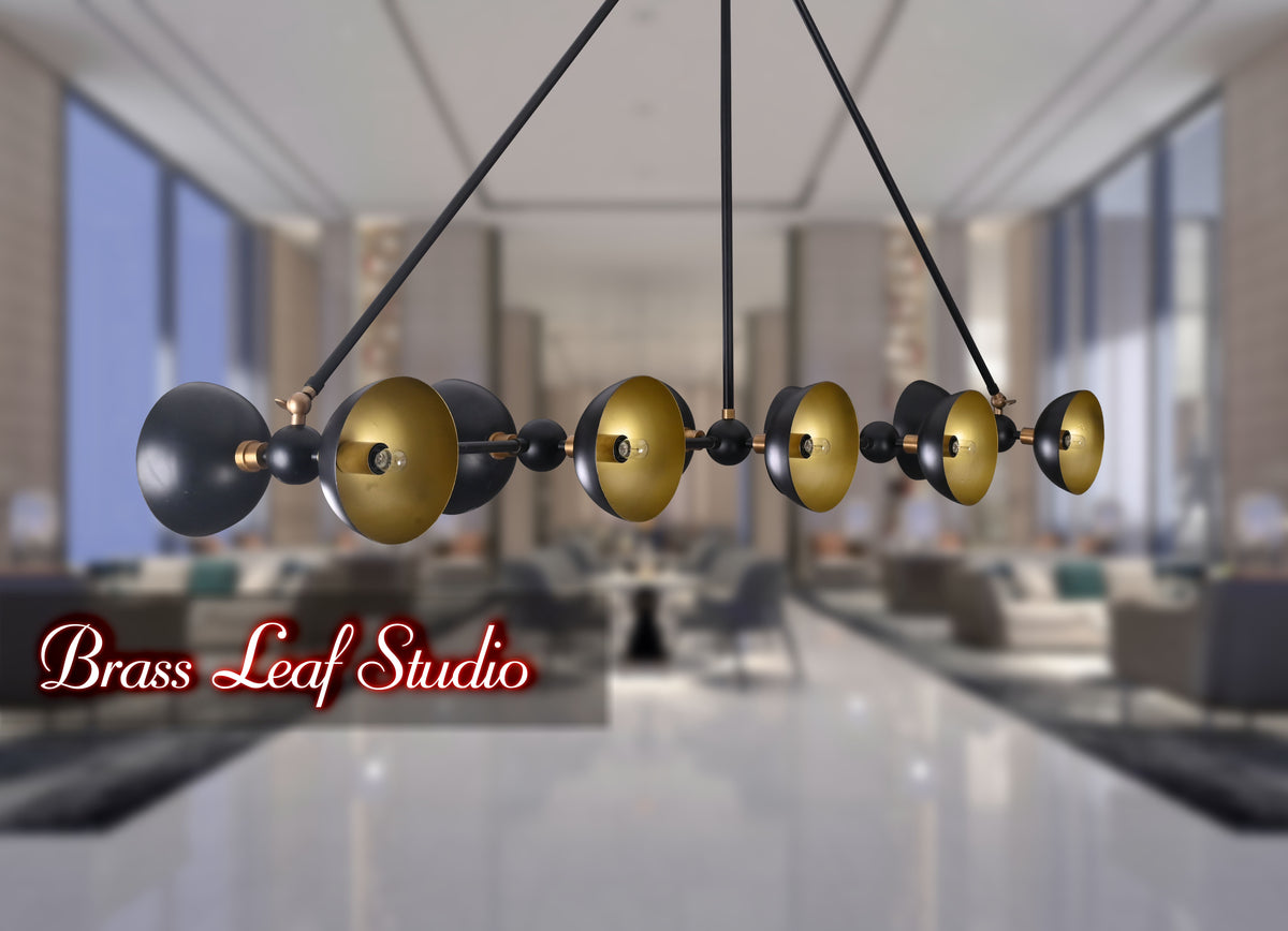 10-Light Custom Brass Chandelier – Dual Wall Illumination | Modern Industrial Statement Lighting - 32243