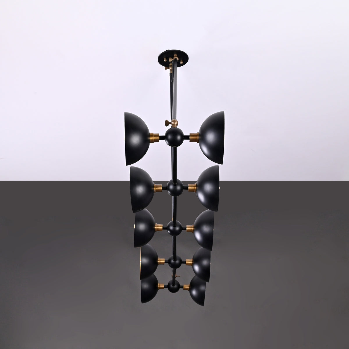 10-Light Custom Brass Chandelier – Dual Wall Illumination | Modern Industrial Statement Lighting - 32243