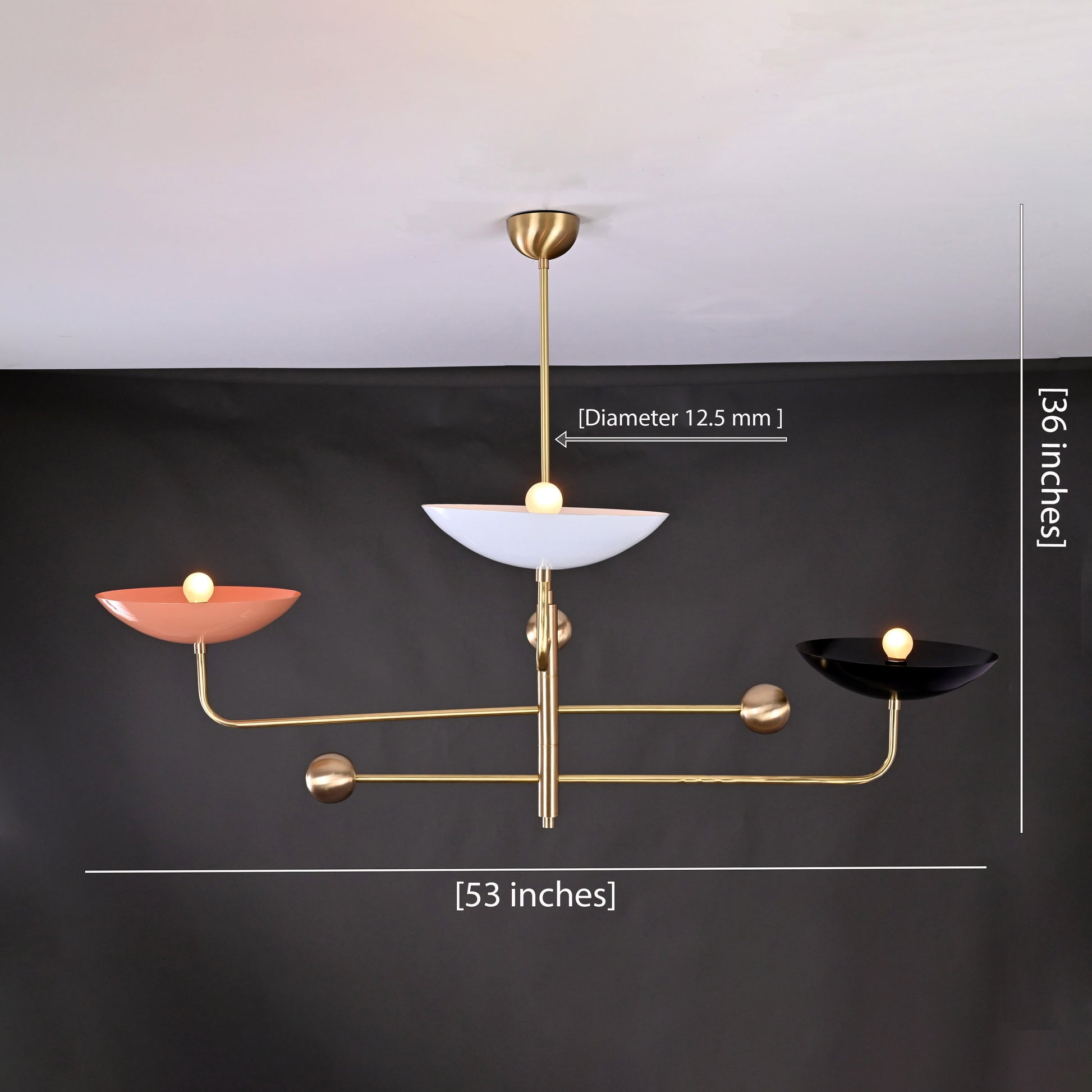 3 Arms Brass Pendant Chandelier 53" Wide - 32244