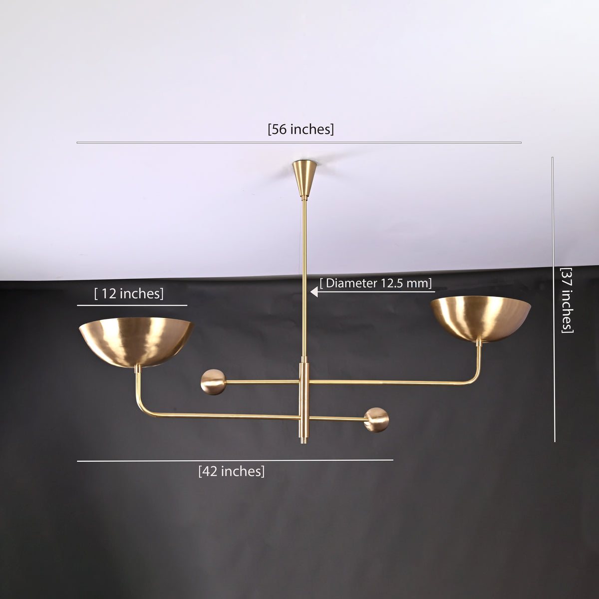 Modern Brass Chandelier | Adjustable Statement Lighting Fixture | Ceiling Mounted Light |  - 32246
