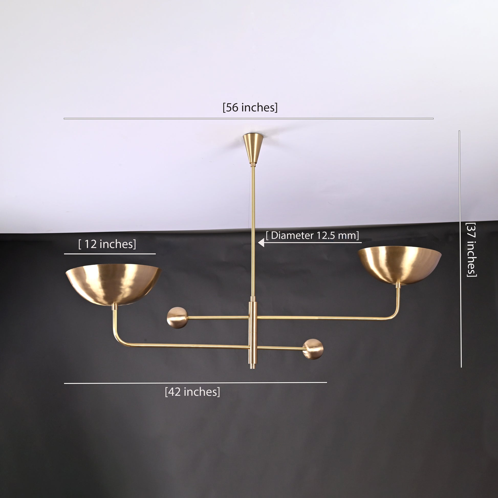 2 Arms Modern Brass Pendant Chandelier 53" Wide - 32246