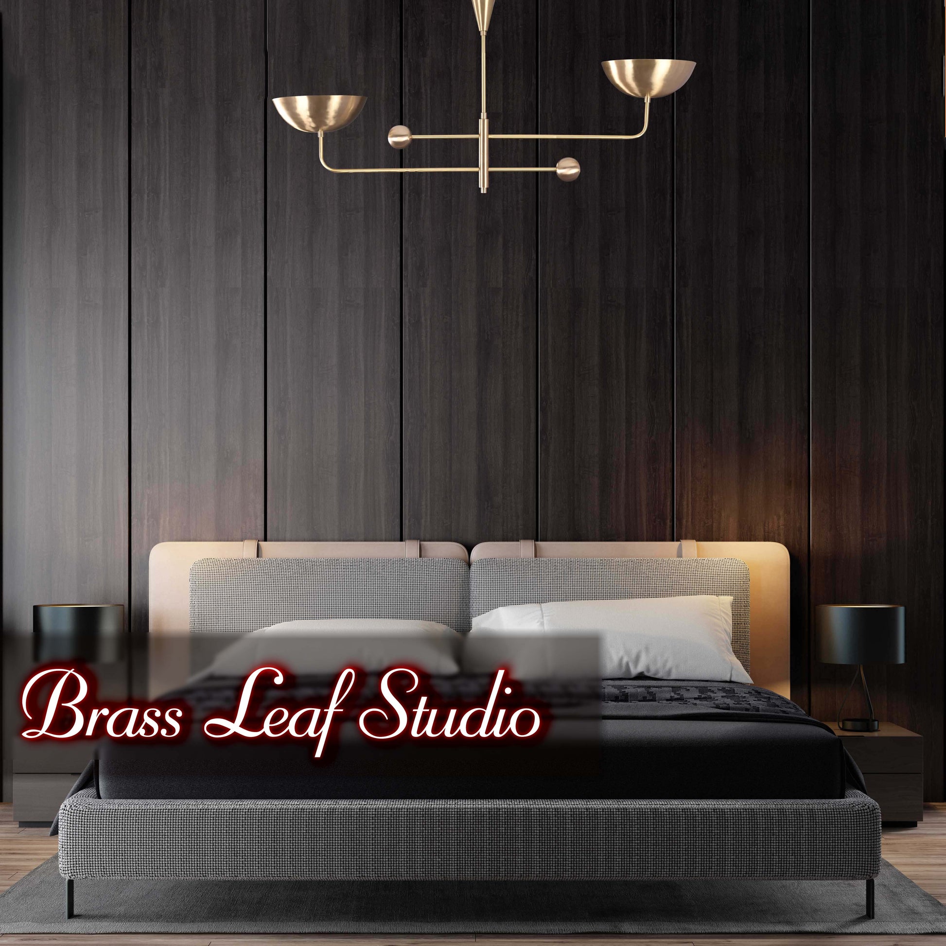 2 Arms Modern Brass Pendant Chandelier 53" Wide - 32246