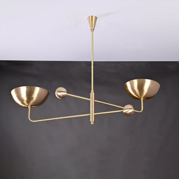 2 Arms Modern Brass Pendant Chandelier 53" Wide - 32246