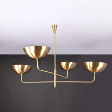 Modern Brass Chandelier – Customizable 4-Light Ceiling Fixture Uplifting Light | Handmade Lighting - 32247
