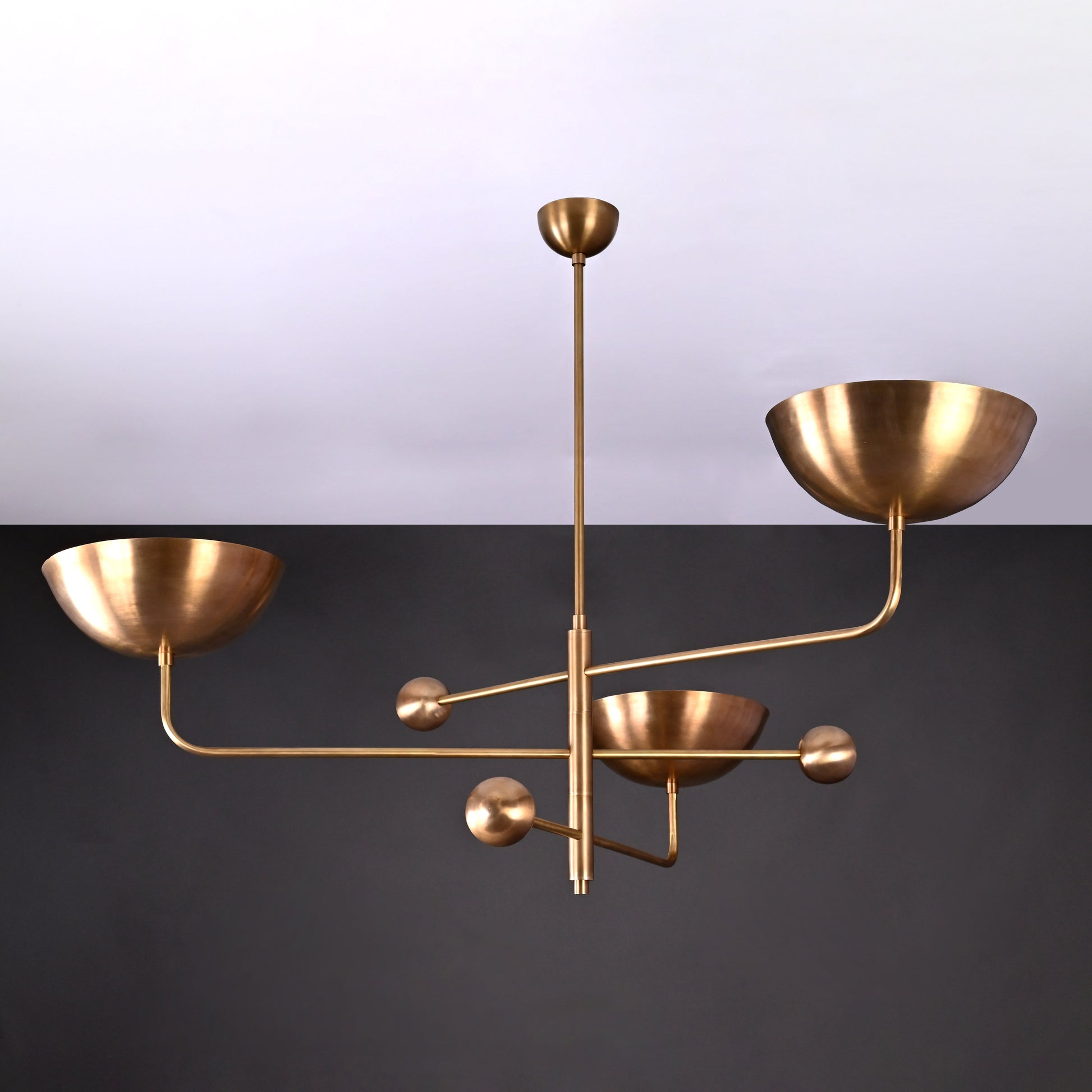 3 Arms Brass Pendant Chandelier 53" Wide - 32248