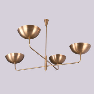 4 Lights Brass Orbital Curved Pendant Lamp Raw Brass Sputnik Chandelier 32249