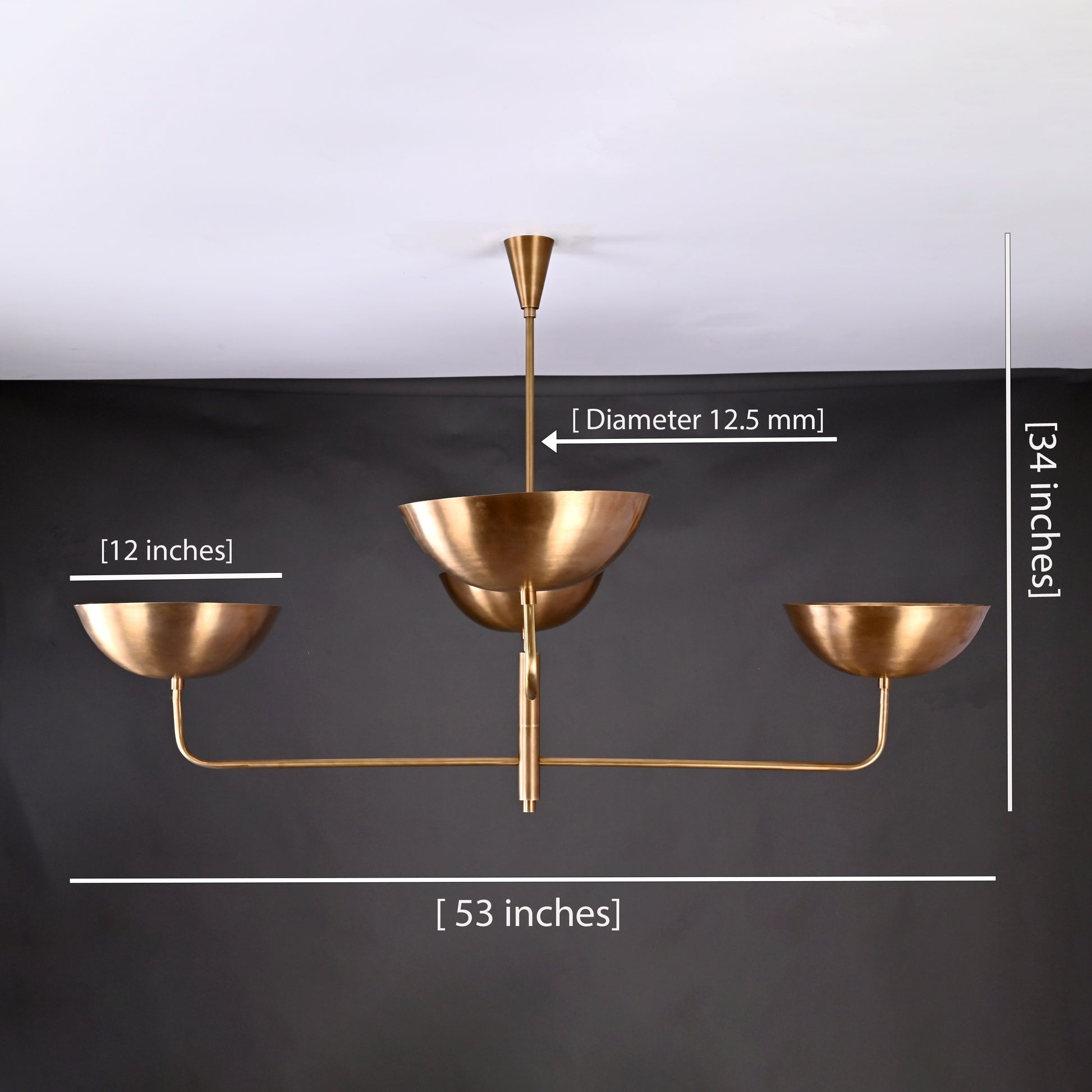 4 Lights Brass Orbital Curved Pendant Lamp Raw Brass Sputnik Chandelier 32249