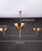 4 Lights Brass Orbital Curved Pendant Lamp Raw Brass Sputnik Chandelier 32249