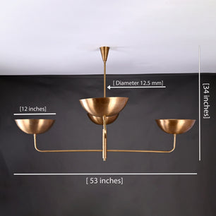 4 Lights Brass Orbital Curved Pendant Lamp Raw Brass Sputnik Chandelier 32249