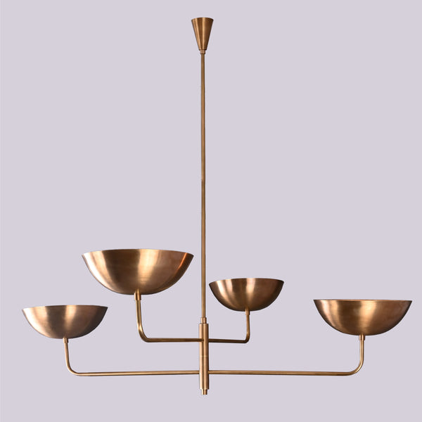 4 Lights Brass Orbital Curved Pendant Lamp Raw Brass Sputnik Chandelier 32249