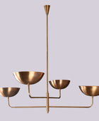 4 Lights Brass Orbital Curved Pendant Lamp Raw Brass Sputnik Chandelier 32249