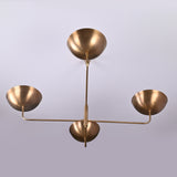 Modern Brass Chandelier – Customizable 4-Light Ceiling Fixture Uplifting Light | Handmade Lighting - 32249