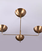 4 Lights Brass Orbital Curved Pendant Lamp Raw Brass Sputnik Chandelier 32249