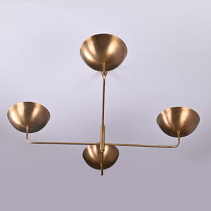 4 Lights Brass Orbital Curved Pendant Lamp Raw Brass Sputnik Chandelier 32249