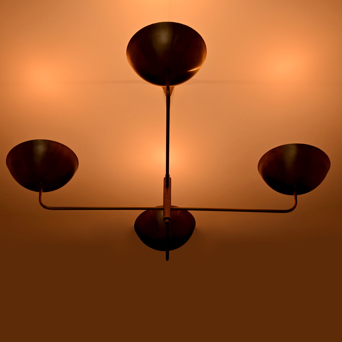 Modern Brass Chandelier – Customizable 4-Light Ceiling Fixture Uplifting Light | Handmade Lighting - 32249