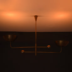 Modern Industrial Brass & Copper Pendant Light | Adjustable Custom Length | 2-Light Uplighting Ceiling Fixture | Handmade Lighting - 32250