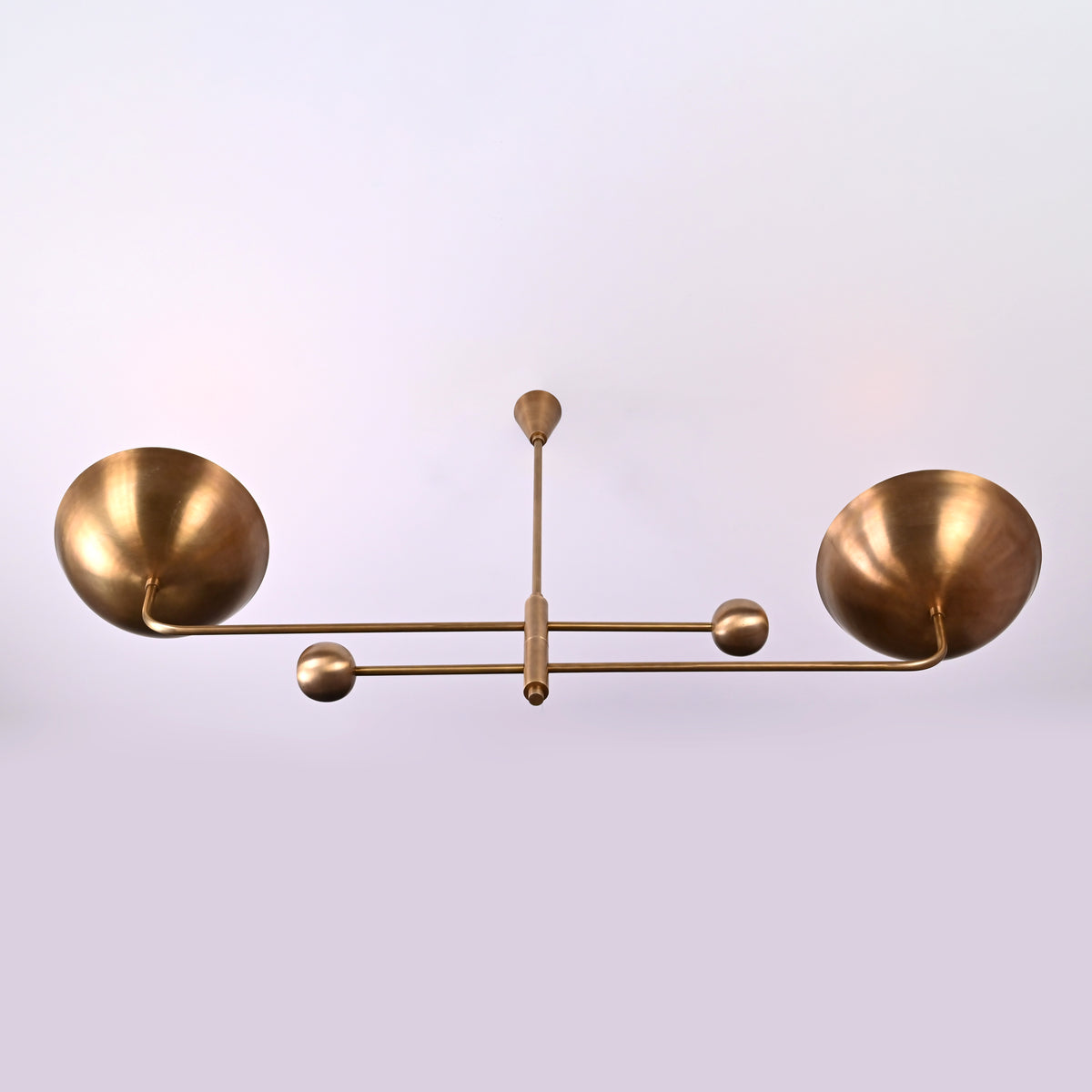 Modern Industrial Brass & Copper Pendant Light | Adjustable Custom Length | 2-Light Uplighting Ceiling Fixture | Handmade Lighting - 32250