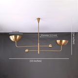 Modern Industrial Brass & Copper Pendant Light | Adjustable Custom Length | 2-Light Uplighting Ceiling Fixture | Handmade Lighting - 32250