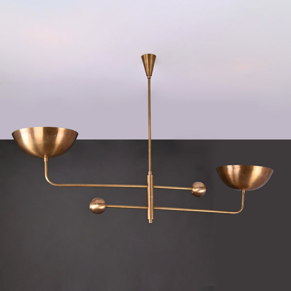 2 Arms Brass Pendant Chandelier 53" Wide - 32250