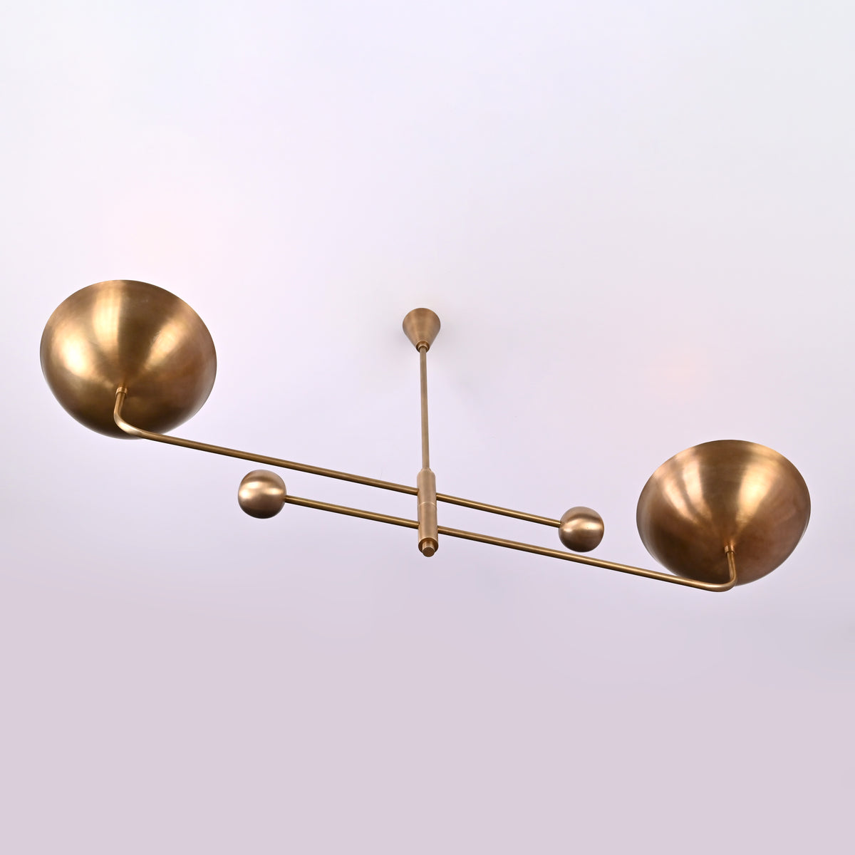 Modern Industrial Brass & Copper Pendant Light | Adjustable Custom Length | 2-Light Uplighting Ceiling Fixture | Handmade Lighting - 32250