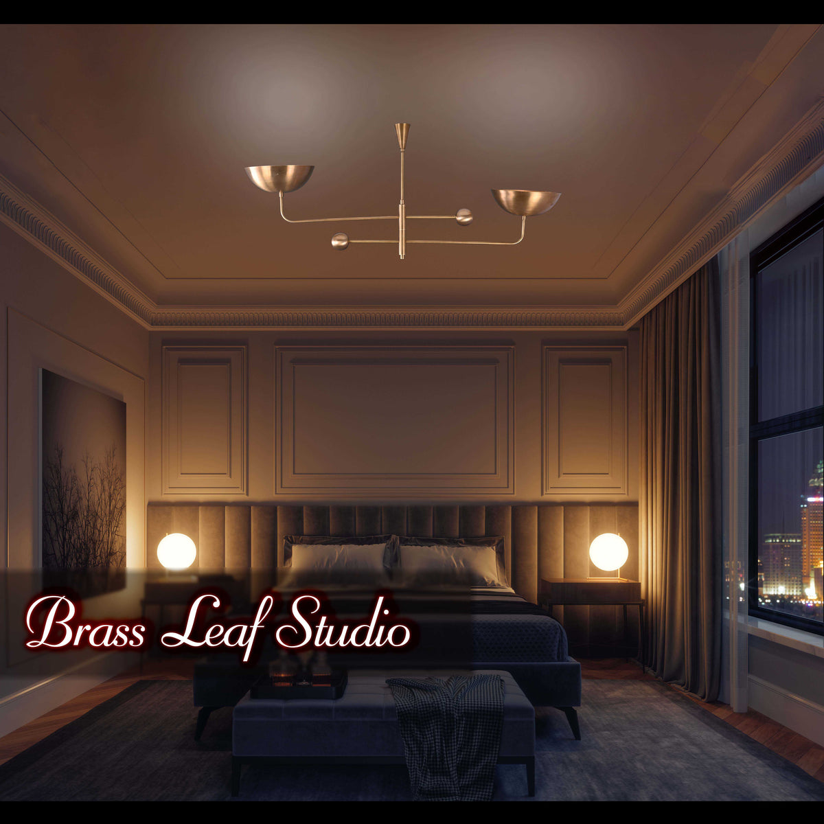 Modern Industrial Brass & Copper Pendant Light | Adjustable Custom Length | 2-Light Uplighting Ceiling Fixture | Handmade Lighting - 32250